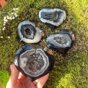 1pc Nature Quality Black Agate Geode Heart Cluster ,polished Black Agate Quartz,Boho Style for for Home Decoration and Gift - Product Image 3