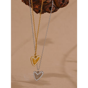 Collier pendentif en acier inoxydable exquis JINYOU 4096 avec zircon en forme de cœur, amour, tu es aimé, souhaits, porte-bonheur, pour femmes, bijoux de mode, cadeau - Product Image 4