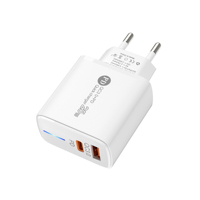 Chargeur portable Cantell 25W USB A + Type C avec LED, charge rapide, compatible avec tous les téléphones mobiles et ordinateurs portables, prise EU 3A