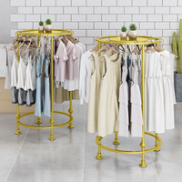 Porte-vêtements circulaire de luxe doré – Cintre doré pour salon et chambre à coucher – Économisez de l'espace – Porte-vêtements en métal et fer
