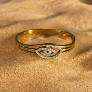 Bracelet tendance en acier inoxydable 316L plaqué or PVD, design œil porte-bonheur, bijoux pour femmes - Product Image 3