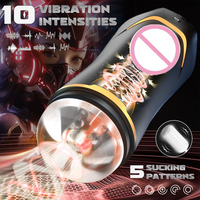2-in-1 Vibrierender Elektrischer Saugmasturbator Automatische Saugfunktion Männlicher Masturbationsbecher für Erwachsene Sexspielzeug