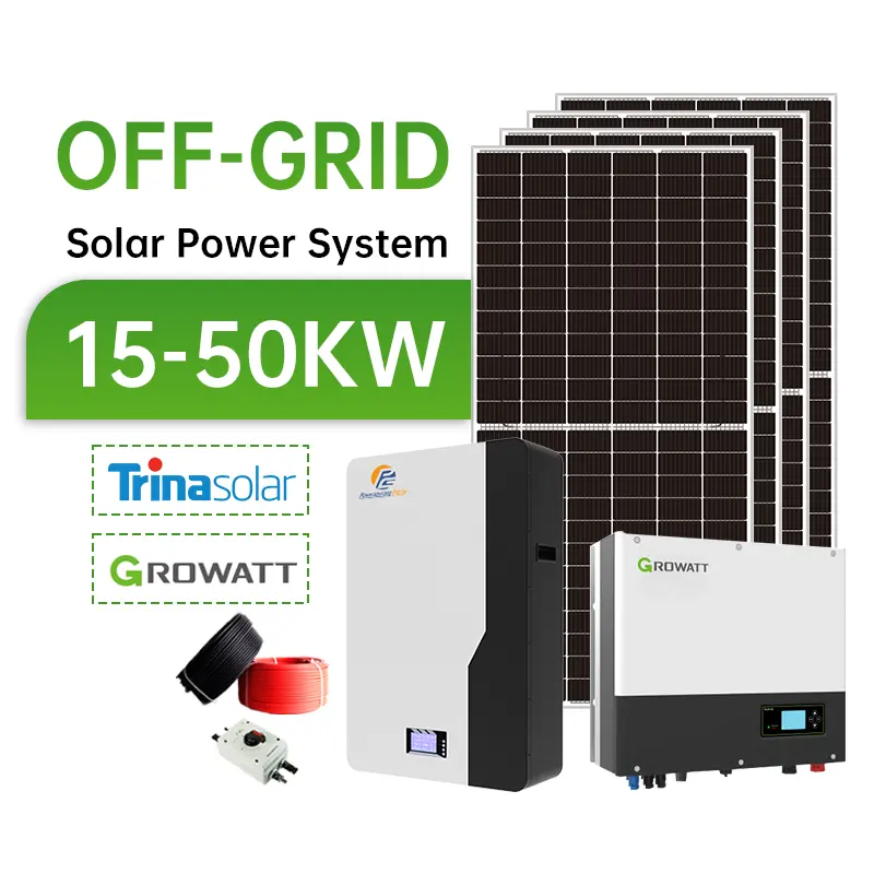 Sistem tenaga surya lengkap 15kW 20kW 25kW 30kW 35kW 40KW 50KW 10KW sistem tenaga surya Grid Off-Grid untuk penggunaan industri komersial