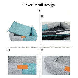 <span class=keywords><strong>Lit</strong></span> pour chien respirant en tissu semblable au lin avec logo personnalisé, lavable toute saison, avec fond antidérapant - Product Image 2