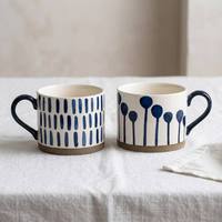 Mug à petit-déjeuner en céramique 450 ml avec logo personnalisé, tasse à café peinte à la main, bol à flocons d'avoine grande capacité avec poignée pour la maison et le bureau