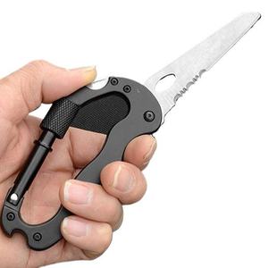 Carabiner With Foldable Knife Black Aluminum Alloy Outdoor Multi Tool EDC <b>Hook</b> - Product Image 2