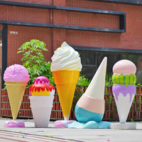 Sculpture géante en fibre de verre pour la décoration extérieure des camions de crème glacée, sculpture de crème glacée