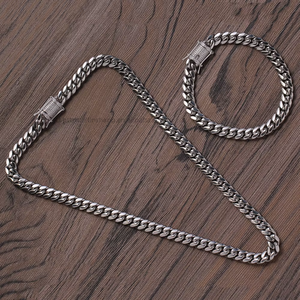 8mm Cuban Necklace Necklace Stainless Steel <b>Copper</b> Buckle Cuban Necklace Tanjing - Product Image 3
