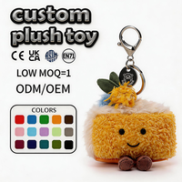 Porte-clés en peluche mignon en forme de gâteau au citron à l'abricot et à l'agneau, doux et rembourré, pour sac à dos d'enfants