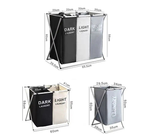 2024 vente chaude Colada 3 pièces Oxford tissu sac à linge étanche pliable <span class=keywords><strong>Landry</strong></span> panier panier à linge 3 compartiments - Product Image 3