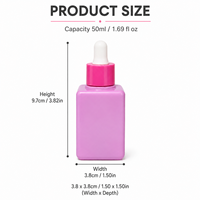Flacon compte-gouttes rose de 50 ml pour sérum visage, huile essentielle et emballage cosmétique