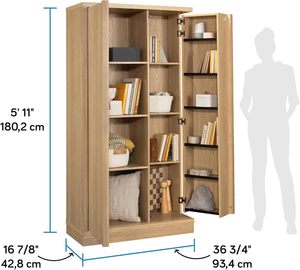 Gabinete de almacenamiento ajustable de <span class=keywords><strong>madera</strong></span> maciza grande moderno con acabado de ceniza Harmony, mecanismo de puerta con bisagra, armarios para el hogar, dormitorio, sala de estar - Product Image 1