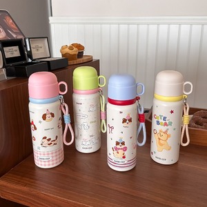 Cute Cartoon Animal Insulated <b>Thermos</b> Cup Large Capacity Vacuum Double Wall Portable Pop Up For Students School Use - Product Image 1