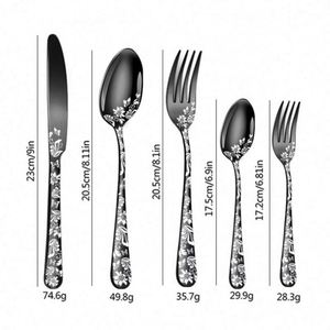 For Explosions Pattern Modern Minimalist Brushed Finish Stainless Steel 5-Piece Tableware Set Knife Fork Spoon Tea Spoon - Product Image 4