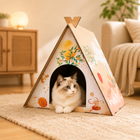 Tente-lit pour chaton en carton ondulé imprimé sur mesure, mobilier d'intérieur pour animaux, maison pour chat, griffoir