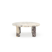 Table basse en marbre à quatre colonnes verticales, veinage nuage violet naturel, luxe et simplicité, mobilier de salon
