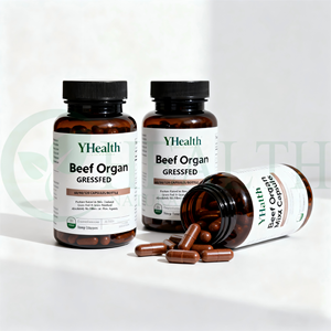 Etiqueta privada Suplemento de órganos de res Alimentado con hierba Hígado Corazón Páncreas Riñón Pulmón Bazo Médula ósea 7 en 1 Cápsula de órganos de carne de res de hierba - Product Image 6
