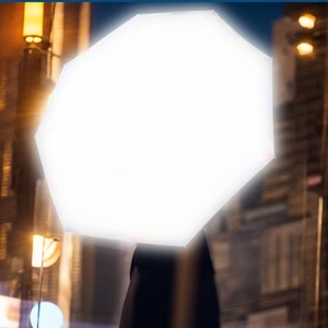 Customized Glitter Effect Laser Magic Change Color Reflective Multi Color Holographic Umbrella Leather Handle Auto Open Parasol - Product Image 1