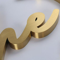 Letrero Metálico 3D Dorado Soldado a Medida, Letrero Comercial para Interiores, Letras de Canal de Acero Inoxidable para Logotipo de Negocio Moderno en Pared