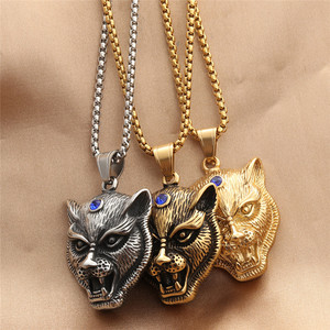 Collier Pendentif Tigre en Acier Inoxydable pour Homme, Breloque Animale Style Rétro Punk, Design Géométrique, Sertissage Clos 280526 - Product Image 1