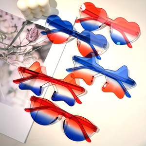 Heart shaped star shaped novelty sunglasses American flag design <b>funny</b> shades Red white blue gradient lens party <b>glasses</b> - Product Image 4