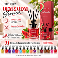 Diffuseur de parfum d'ambiance en verre avec bâtonnets en fibre, décoration aromatique pour la maison, vente en gros, fabricant, emballage personnalisé avec logo