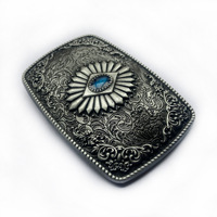 Gesper Sabuk Gaya Koboi Barat Terlaris, Turquoise, Paduan Seng Halus, Antik, Perak dan Emas, Logo Custom
