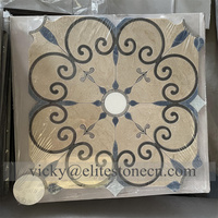 Onyx vert de luxe avec fleur en marbre beige Médaillon en marbre au jet d'eau Incrustation de sol Mosaïque Design pour hôtel et villa