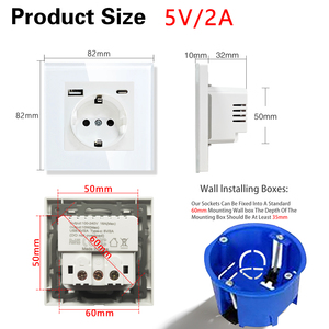Ổ cắm điện tường Đức LangYeao EU 86, mặt kính cường lực, cổng USB Type-C PD 20W, điện áp 240V, dòng điện tối đa 16A, chuẩn PC - Product Image 6