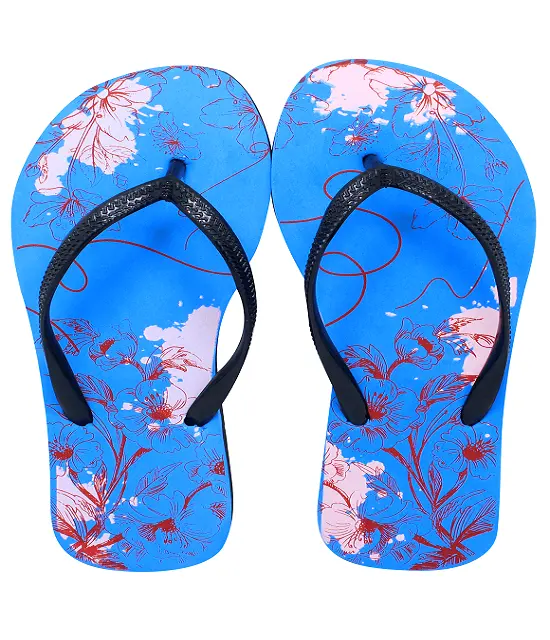 2021 summer new women's printed design fashion beach women flip flop slippers women slipper slim flip flop L0736 Blue/Black