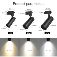 Projecteur LED sur rail commercial moderne de haute qualité, haute luminosité Ra80, spot COB 20W, boîtier en aluminium, angle réglable 2
