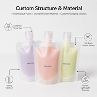 Sachets en plastique réutilisables personnalisés avec logo, pochettes à bec verseur pour liquides avec buse d'aspiration, pochettes verticales pour lotion cosmétique