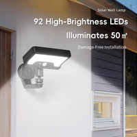 Nouvelle Lampe Solaire Extérieure Carrée à Détecteur de Mouvement 2026, 92 LED, 1500mAh, 4 Modes, Double Charge pour Rue, Patio, Mur - Vente en Gros
