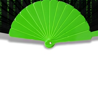 Éventail pliant personnalisé de 23 cm avec code matriciel, vert cyberpunk, technologie numérique, cadeau promotionnel, impression de logo