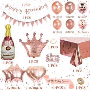 Set <span class=keywords><strong>de</strong></span> Decoración <span class=keywords><strong>para</strong></span> Fiesta <span class=keywords><strong>de</strong></span> <span class=keywords><strong>Cumpleaños</strong></span> <span class=keywords><strong>de</strong></span> Mujeres/Niñas con Globos Rosa Oro, Mantel, Pancarta <span class=keywords><strong>de</strong></span> Feliz <span class=keywords><strong>Cumpleaños</strong></span> y Globo <span class=keywords><strong>de</strong></span> Champán - Product Image 2