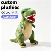 Jouet T-Rex vert personnalisé à bas prix, peluche de dinosaure de haute qualité avec yeux en plastique, cadeau pour les amateurs de dinosaures