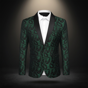 Veste de smoking florale pour homme, revers châle Paisley, blazer à un bouton, coupe ajustée, pour dîner, soirée, bal de promo, grande taille, respirante, fermeture éclair - Product Image 3
