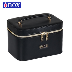 Trousse de maquillage OBOX avec miroir, grande capacité, sac cosmétique pour femmes, rangement portable pour voyage, couleur unie, velours côtelé, poignée souple - Product Image 4