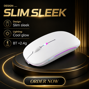 Manufacturer Ultra-slim RGB <b>Bluetooth</b> Wireless <b>Mouse</b> Silent Clicking Rechargeable Office <b>Mouse</b> Souris Raton Maus - Product Image 1
