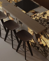 Comptoirs d'îlot de cuisine en pierre naturelle de Patagonie YUSHI, modernes et luxueux, plans de travail Lumistone, dessus de table pour hôtels sur site