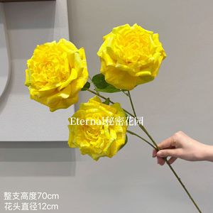 ดอกกุหลาบประดิษฐ์ซีเคร็ทการ์เดน สีขาว สามหัว ขนาด 70 ซม. สำหรับตกแต่งงานแต่งงาน - Product Image 3