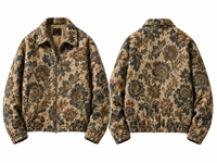 Veste Jacquard Personnalisée à Motifs Floraux, Tissée, avec Fermeture Éclair, Style Vintage, Tissu Premium, Fabricant OEM ODM