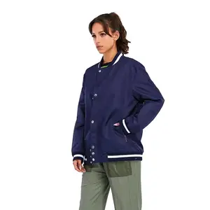 Luckpanther Causal Zipper Crop Top Outdoor Wear Windbreaker Long Sleeve Full Zip Up Satin Bomber Jackets For Women