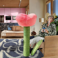 Arbre à chat Dr.Easy, design moderne et luxueux, respectueux de l'environnement, en sisal, motif tulipe jaune et rose, montage facile, design à 1 niveau, en carton