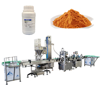 Machine de remplissage de poudre sèche (8-500g) en bouteilles, boîtes et bocaux avec machine de bouchage, machine de scellage, machine d'étiquetage et convoyeur à vis