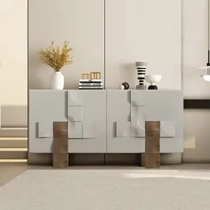 Meuble d'intérieur blanc design de luxe italie Buffet armoire avec rangement avec pied en acier inoxydable