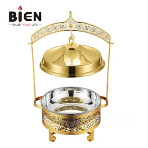 BIEN Cookware Factory Stainless Steel golden chafing dish Buffet Set Food Warmer Roll Top Buffet Stove