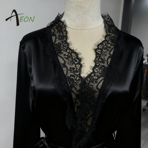 Women's Long <strong>Black</strong> Lace Robe Long <strong>Nightdress</strong> For Wedding Party Bridal Long Nightgown Bride White Robe - Product Image 4