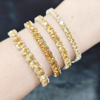 Bijoux respectueux personnalisé en argent Sterling 925 rond 3mm pierres précieuses 7 pouces chaîne pierre jaune naturelle Citrine Bracelet de Tennis