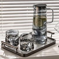 Ensemble bouilloire contemporaine en verre borosilicate haute résistance à la chaleur, grande capacité, pour boissons chaudes et froides